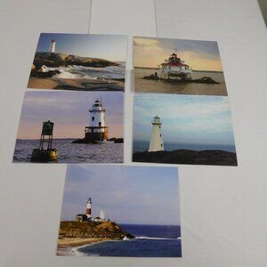 Lot of 5 Lighthouse Note Cards With Envelopes Blank Montauk Point Conimicut MSAA